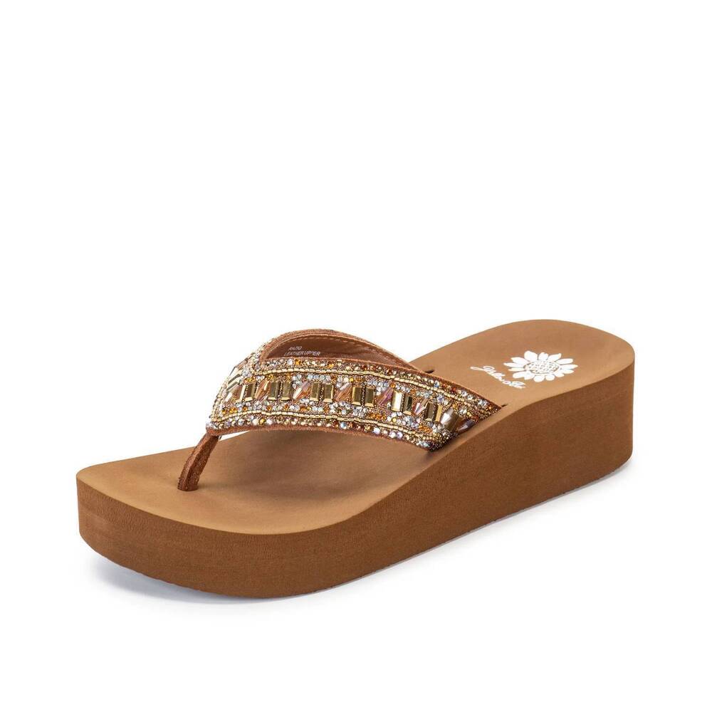 NEW YELLOWBOX women's raziq flatform sandal in tan
